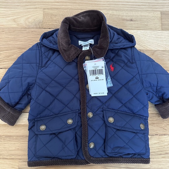 NWT Polo by Ralph Lauren Blue and Brown Quilted Puffer Jacket - Picture 2 of 2